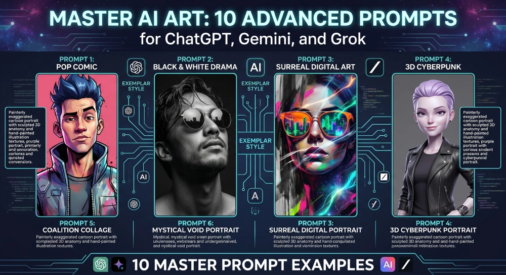 Master AI Art: 10 Advanced Prompts for ChatGPT, Gemini, and Grok